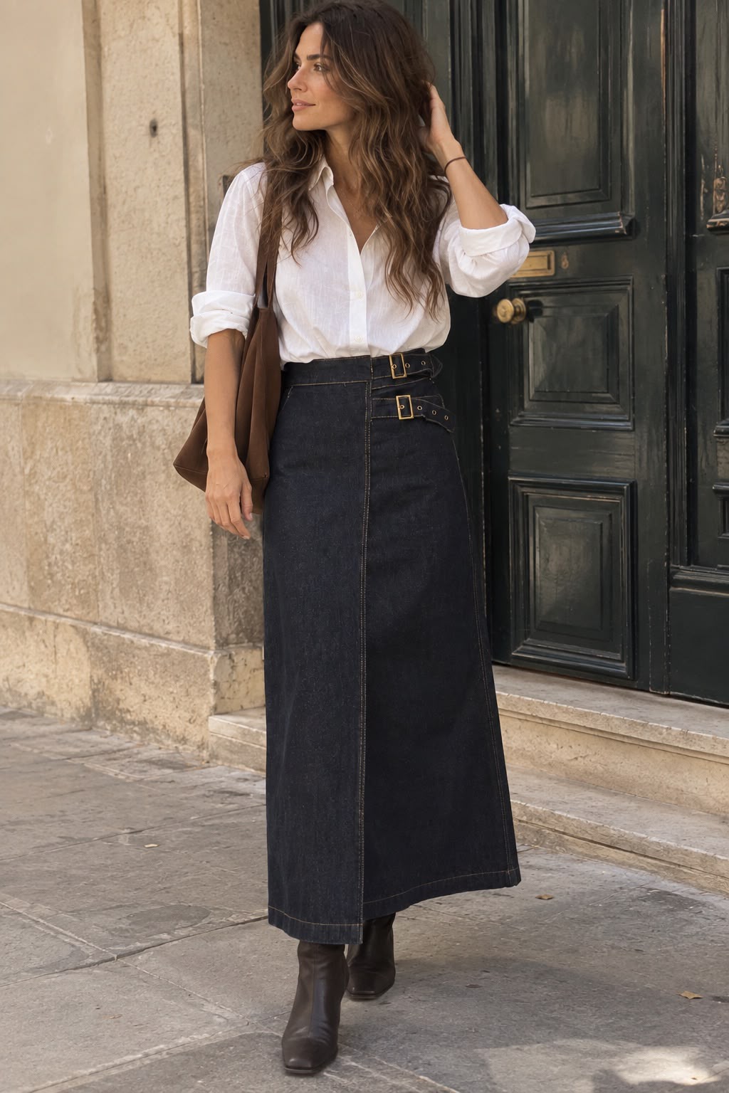 FALDA DENIM MIDI 