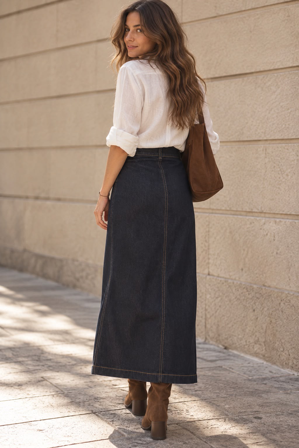 FALDA DENIM MIDI 