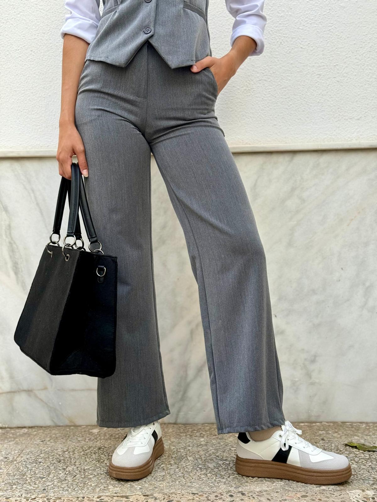 PANTALON ANCHO GRIS